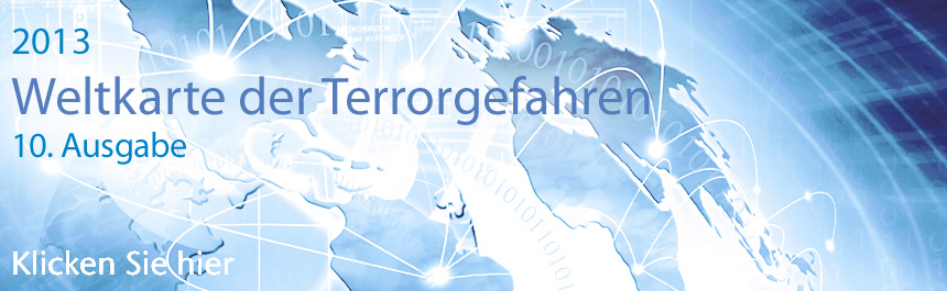 Weltkarte der Terrorgefahren 2013 von Aon
