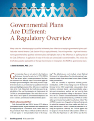 Government Plans Are Different: A Regulatory Overview