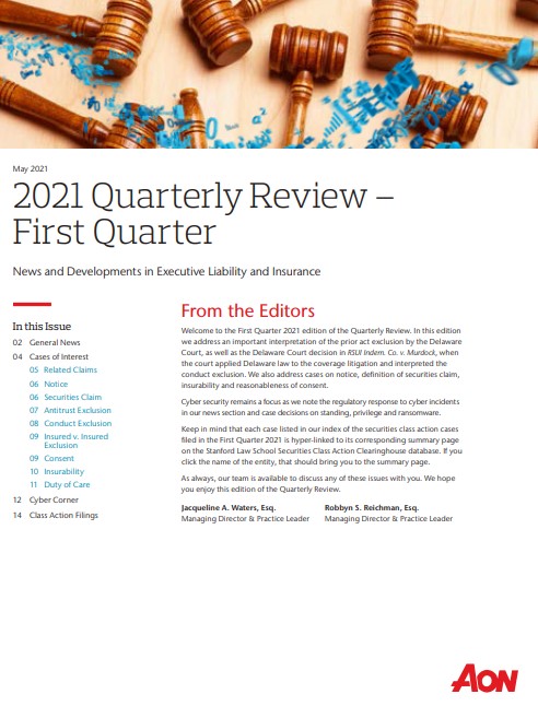 Q1 2021 FSG Legal and Claims Quarterly Review