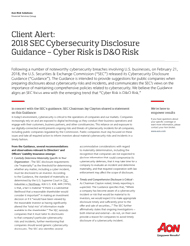 FSG Client Alert – 2018 SEC Cybersecurity Disclosure Guidance