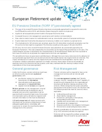 EU Pensions Directive (IORP II)